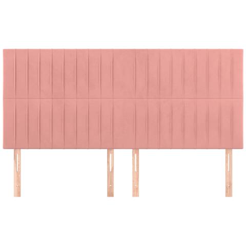 Testiera 4 Pz Rosa 90x5x78/88 Cm In Velluto - Foto 3