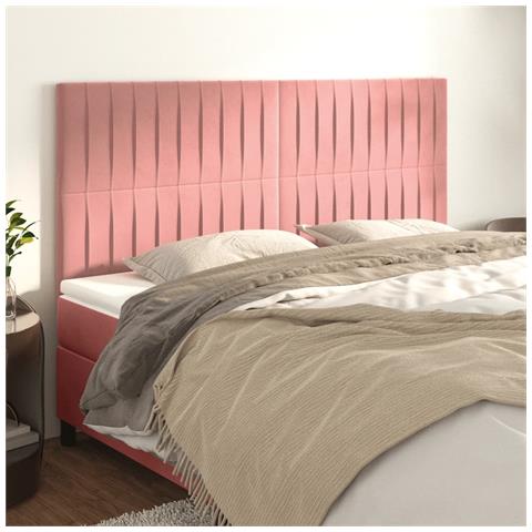 Testiera 4 Pz Rosa 90x5x78/88 Cm In Velluto - Foto 1