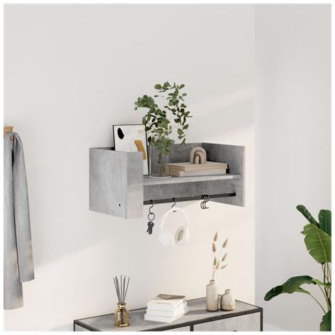 Scaffale A Muro Grigio Cemento 70,5x35x30,5cm Legno Multistrato - Foto 1