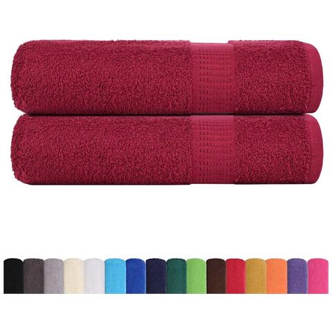 Asciugamani Da Bagno 2pz Bordeaux 100x150cm 360g /m 100% Cotone - Foto 2
