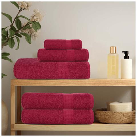 Asciugamani Da Bagno 2pz Bordeaux 100x150cm 360g /m 100% Cotone - Foto 3