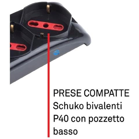 Ciabatta Multipresa 4 Posti Doppio Layout Schuko Eu Italiana Con Tasto - Foto 4