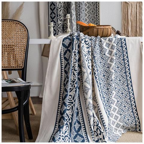 Tovaglia Vintage In Cotone E Lino A Fiori Per Tavoli Rettangolari M - Foto 2