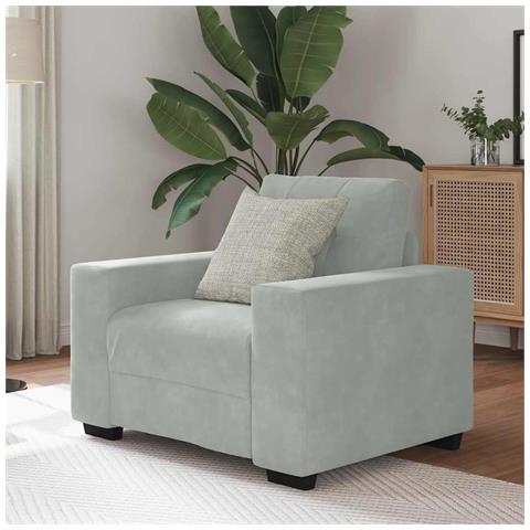 Divano Sedia Grigio Chiaro 60 cm Velluto - Foto 1