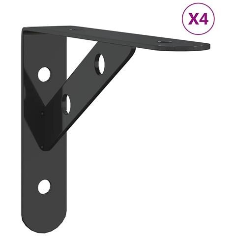 Staffe Per Mensola 4 Pz 15x2,5x11,5 Cm In Acciaio Inox Nero - Foto 2