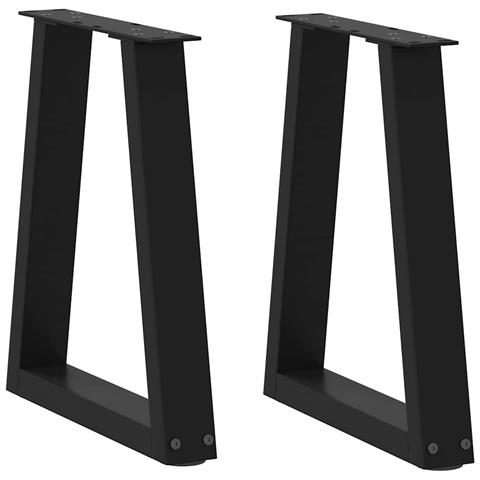 Gambe Per Tavolo Da Pranzo A V 2 Pz Nero 38x(42-43,3)cm Acciaio - Foto 1