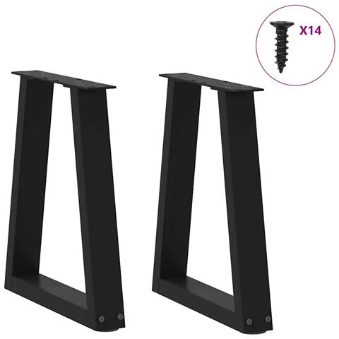 Gambe Per Tavolo Da Pranzo A V 2 Pz Nero 38x(42-43,3)cm Acciaio - Foto 3