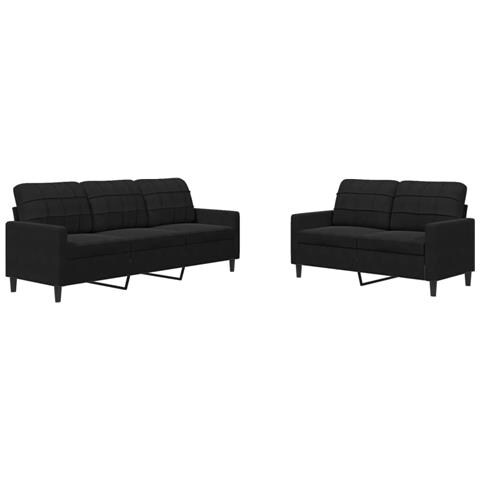 Set Di Divani 2 Pz Con Cuscini Nero In Velluto - Foto 2