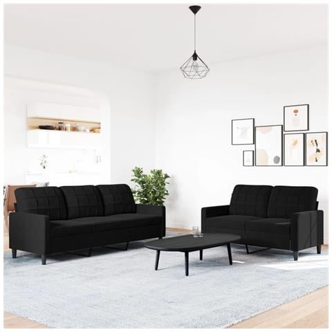 Set Di Divani 2 Pz Con Cuscini Nero In Velluto - Foto 3