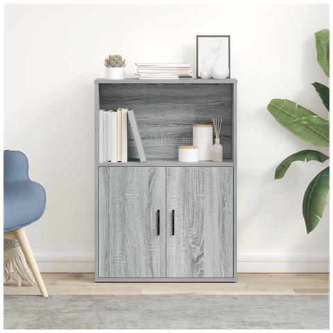Libreria Grigio Sonoma 60x24x85 Cm In Legno Multistrato - Foto 3