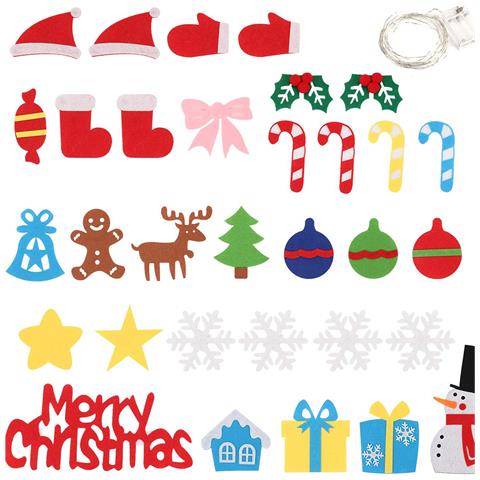 Albero Di Natale In Feltro Con Decorazioni E Illuminazione Led Per Parete Di Circa 1 M. - Foto 2