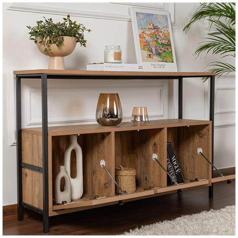 Solis Consolle Con Contenitore In Legno E Metallo Nero 120x77cm - Foto 8