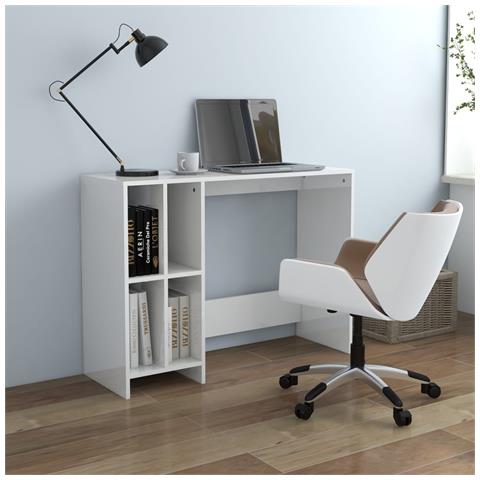 Lusso Casadino -  Scrivania Portatile Bianco Lucido 102,5x35x75 Cm Multistrato - Foto 6