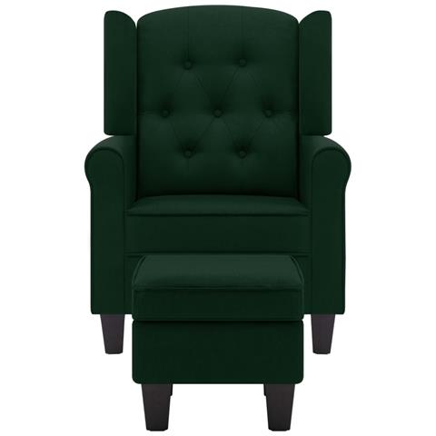 Poltrona Con Poggiapiedi Verde Scuro In Tessuto - Foto 2