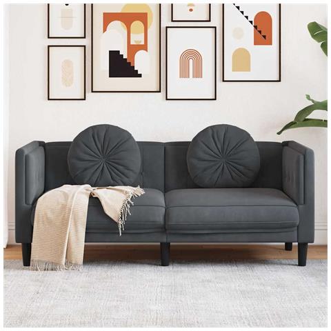 Lusso Casadino -  Poltrona Con Cuscini A 2 Posti Grigio Scuro In Velluto - Foto 8