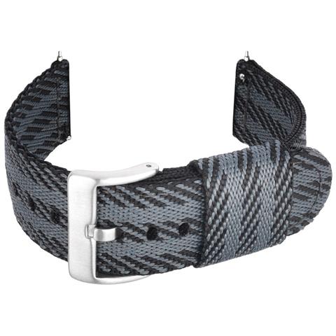 Elegante Cinturino Per Orologio In Nylon Da 24/22/20/18 Mm Con Fibbia Nera Silver 24 Mm - Foto 3