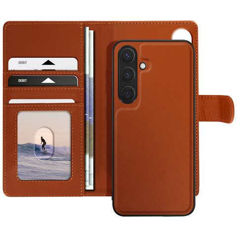Custodia Per Samsung Galaxy S24 Con Cover Rimovibile, Marrone - Foto 1