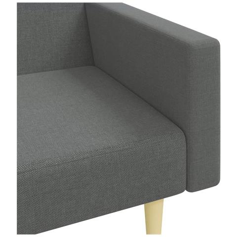 Divano Letto 2 Posti con Poggiapiedi Grigio Scuro in Tessuto - Foto 9