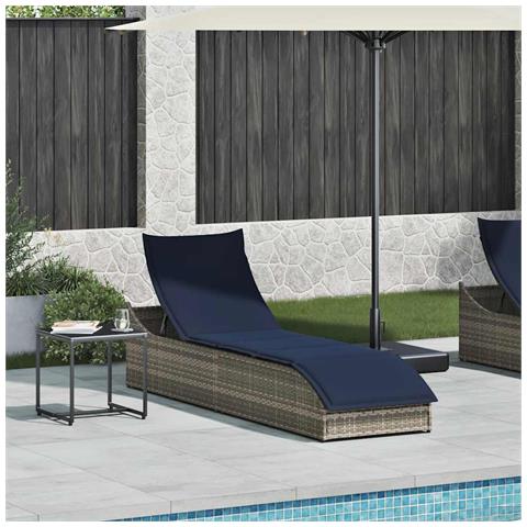 Lettino Prendisole Pieghevole con Cuscino e Portaoggetti Grigio - Foto 2