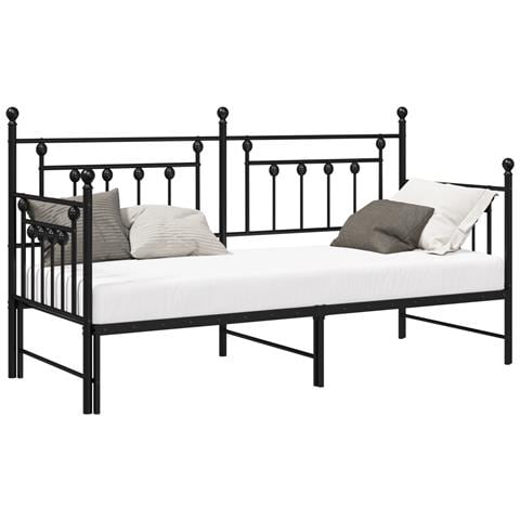 Letto a giorno con lettino estraibile Nero 75x190 cm Acciaio - Foto 1