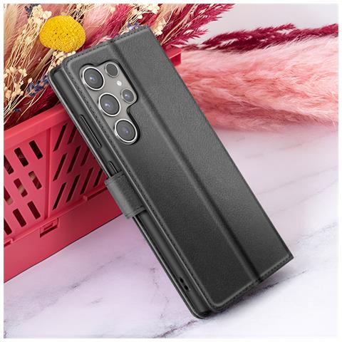 Custodia A Portafoglio Per Galaxy S24 Ultra Con Supporto E Linguetta Magnetica, Nero - Foto 5