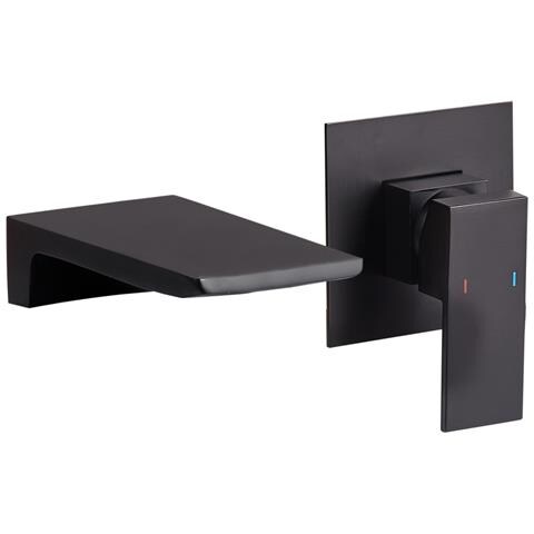 Rubinetto Miscelatore Da Parete Per Lavabo Karuay Ottone Nero - Foto 2