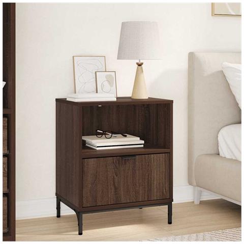 Comodino Rovere marrone 49 x 36 x 61 cm Legno multistrato - Foto 2