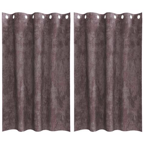 Tenda con tende 2 pcs Marrone 175 x 140 cm Velluto - Foto 1