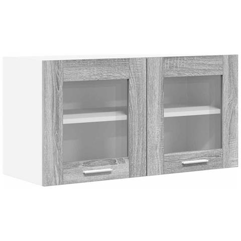 Armadio pensile Riga Grigio Sonoma e Bianco 80 x 31 x 40 cm - Foto 1