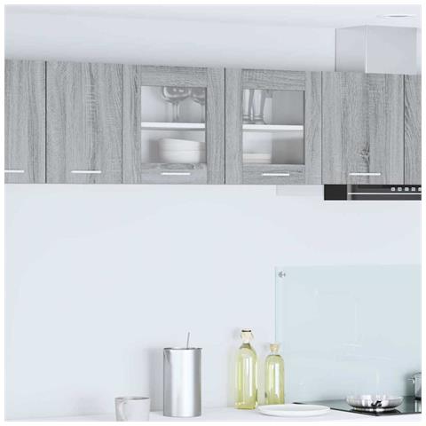 Armadio pensile Riga Grigio Sonoma e Bianco 80 x 31 x 40 cm - Foto 2