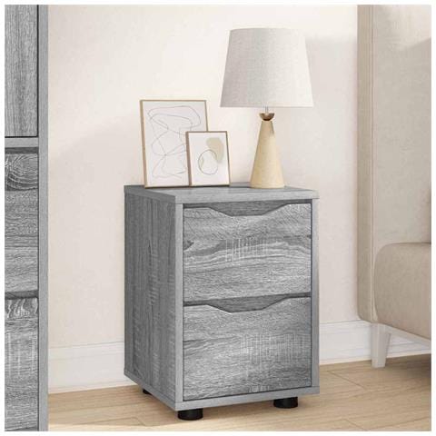 Comodino Grigio Sonoma 30,5 x 30 x 43 cm Legno multistrato - Foto 2