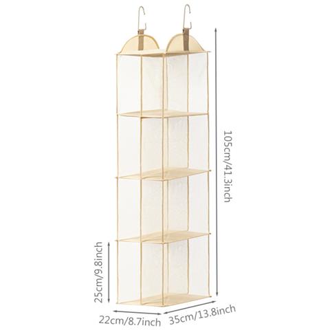 Organizzatore Sospeso A 4 Strati - Tessuto Non Tessuto Per Vestiti, Giocattoli E Accessori Beige - Foto 2