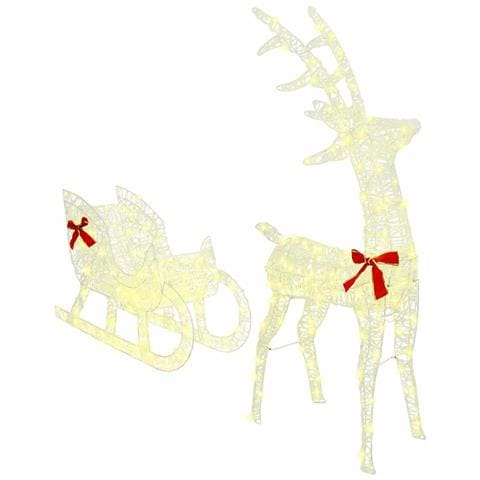 Slitta trainata da renna Bianco caldo 70 x 26 x 128.5 cm - Foto 1