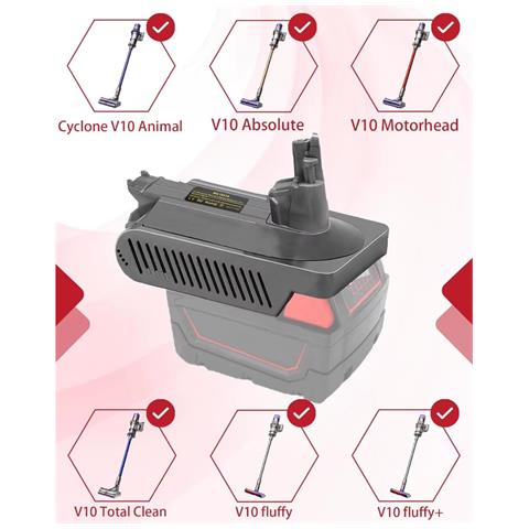 Adattatore Batteria Per Aspirapolvere Compatibile Con Dyson V10 - Compatibile Con Batterie Milwaukee 18v | Materiale Abs, Alta Qualità - Foto 2