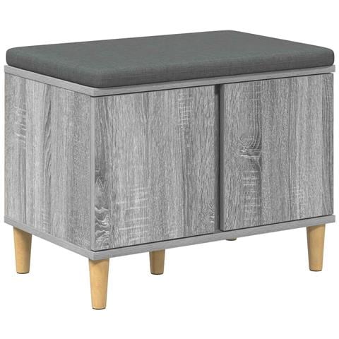 Panca per ingresso con cuscino Sonoma grigia 60 x 38 x 46 cm - Foto 1