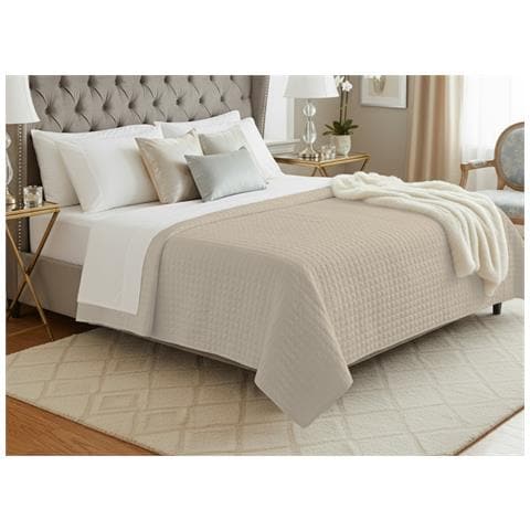 Quilt Trapuntino Piumino Estivo 100gr Mq Raso Cotone Tinta Unita Matrimoniale Matrimoniale Beige - Foto 1