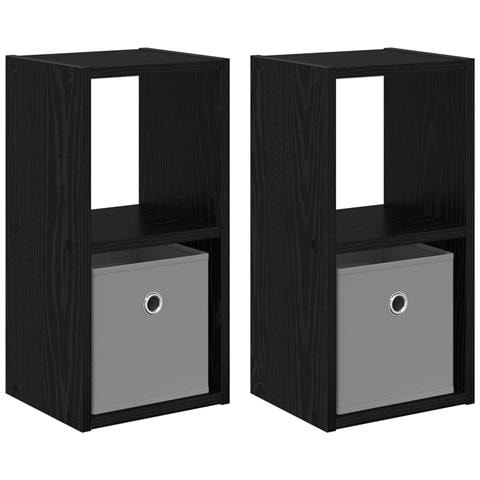 Comodino con cassetto 2 pcs Rovere Nero 25,5 x 22 x 49,5 cm - Foto 1