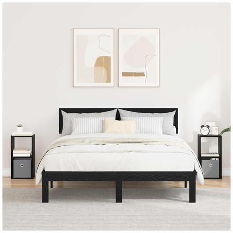 Comodino con cassetto 2 pcs Rovere Nero 25,5 x 22 x 49,5 cm - Foto 2