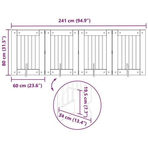 Cancello per cani pieghevole con supporti 4 pcs 241 cm - Foto 9