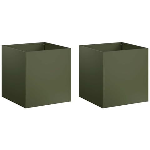 Vaso da giardino 2 pz Verde Oliva 25 x 25 x 25 cm - Foto 1