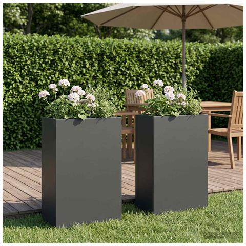 Vaso da giardino 2 pz Antracite 40 x 20 x 75 cm - Foto 2