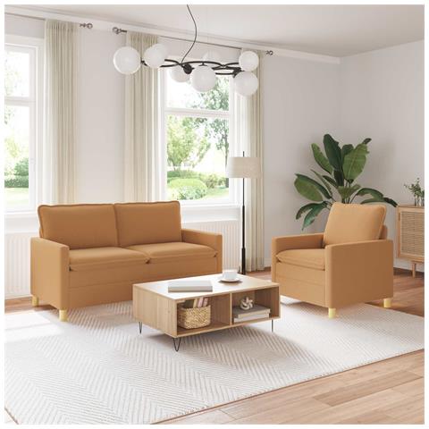 Set di divani 2 pz Beige Tessuto - Foto 2