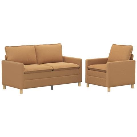 Set di divani 2 pz Beige Tessuto - Foto 1