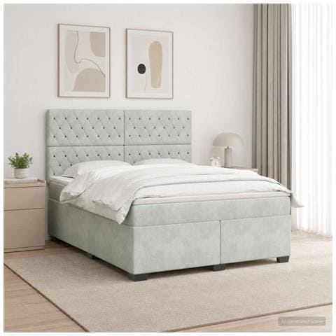 Letto box spring con materasso Grigio Chiaro 140 x 190 cm - Foto 2