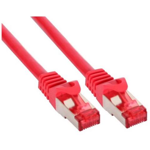 cavo patch per rete dati lan cat. 6, 2x rj45, doppia schermatura sftp (pimf) , halogenfree, colore rosso, 10m - Foto 1