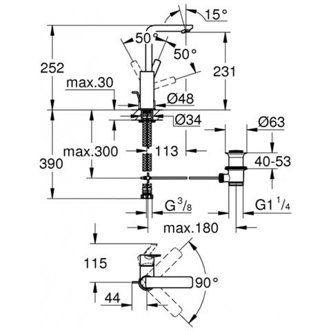 Miscelatore Bocca Alta Lavabo Lineare New 23296001 Cromo - Foto 2