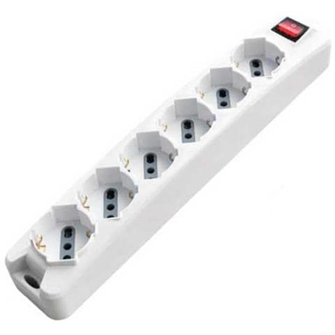 Multipresa Ciabatta 6 Posti Bipasso / schuko Presa Tedesca 10/16a Cavo 1,5mt Interruttore Luminoso - Sku 8713 - Foto 1