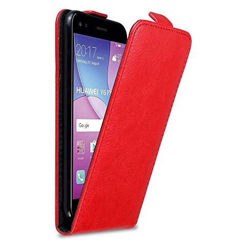 Custodia Compatibile Con Huawei Y6 Pro 2017 In Rosso Mela - Coperchio Protettivo In Design Flip Con Chiusura Magnetica - Foto 1