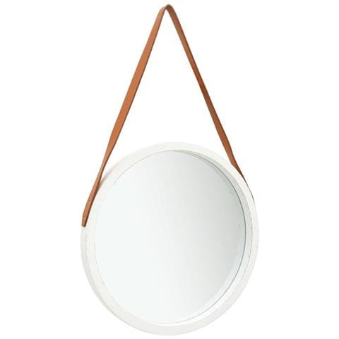 Specchio Da Parete Con Cinghia 50 Cm Bianco - Foto 1