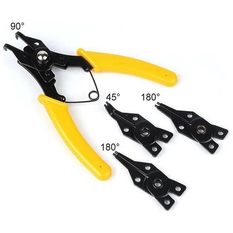 Pinza 4 In 1 Punte Intercambiabili Per Anelli Fermi Molle Teste Da 45gradi 90gradi 180gradi - Foto 1